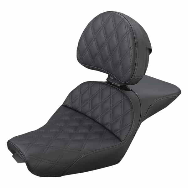 取寄せ エクスプローラーシート サドルマン Explorer Seat - With Backrest - Lattice Stitched - Black - XL '04-'20 807-03-030LS 08040723