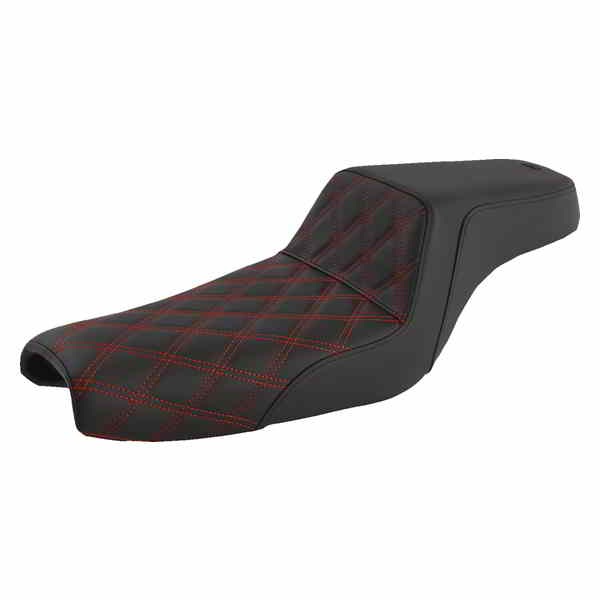 取寄せ ステップアップシート - フロントラティスステッチ/赤いステッチ サドルマン Step-Up Seat - Front Lattice Stitch/With Red Stitching - Black - XL 807-11-172RD 08040760