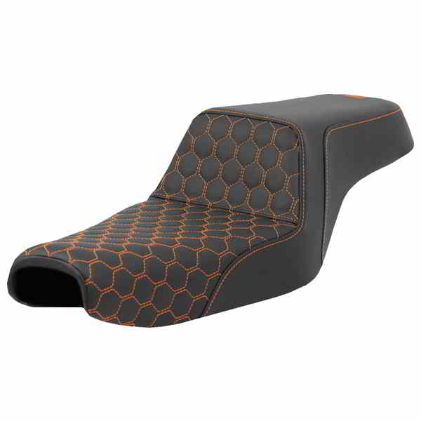【並行輸入品】 サドルマン ステップアップシート - ハニカム - オレンジステッチ - 3.3ガロンタンク - スポーツスター 04-22 807-11-17703 08040808
