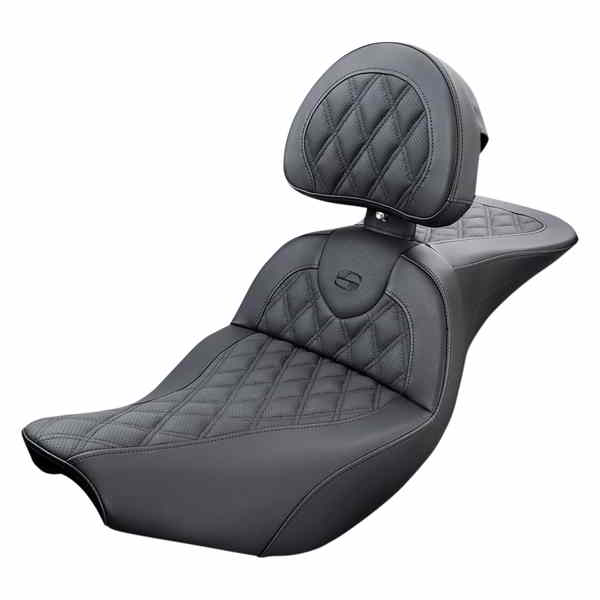 取寄せ Roadsofa?格子ステッチシート サドルマン Roadsofa? Seat - with Backrest - Lattice Stitch - Black - Indian '14-'23 I14-07-182BR 08102090