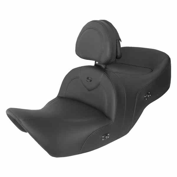 取寄せ 加熱されたRoadsofa?シート サドルマン RoadSofa? Seat - with Backrest - Black w/ Black Stitching - Heated - GL1800 '01-'10 H01-07-187BRHCT 08102340