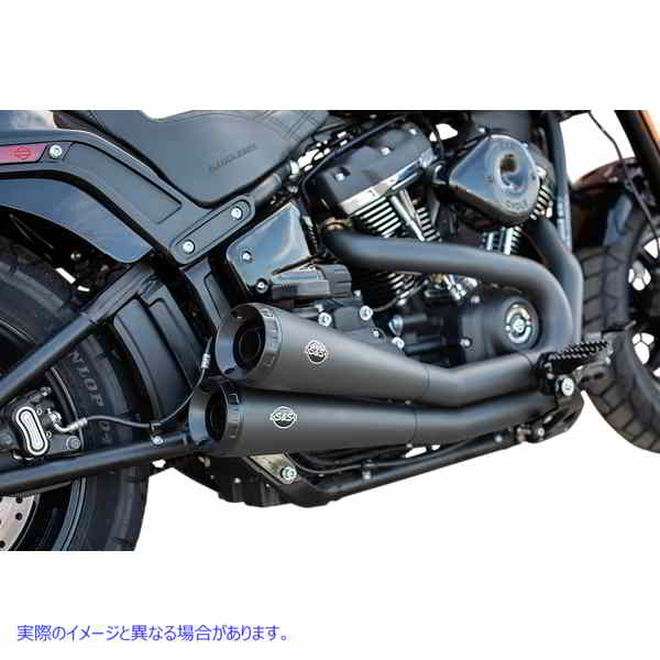 取寄せ エスアンドエス サイクル Grand National 2-2 Exhaust for Softail - Black 550-0760 18002366