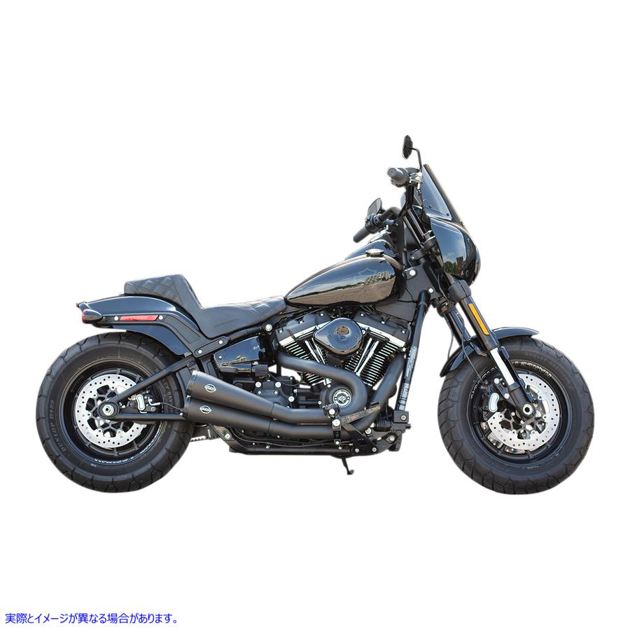 取寄せ エスアンドエス サイクル Grand National 2:2 Exhaust for Softail - Black Ceramic 550-0815A 18002443