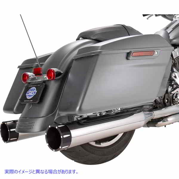 取寄せ MK45スリップオンマフラー - トレーサー エスアンドエス サイクル MK45 Mufflers - Chrome - Black Tracer 550-0668 18011079